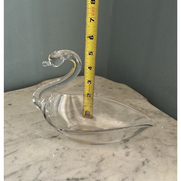 Vintage Swan Tiffin Duncan Miller 1950s Clear Glass Soap Dish Candy Bowl Beach - Picture 5 of 16